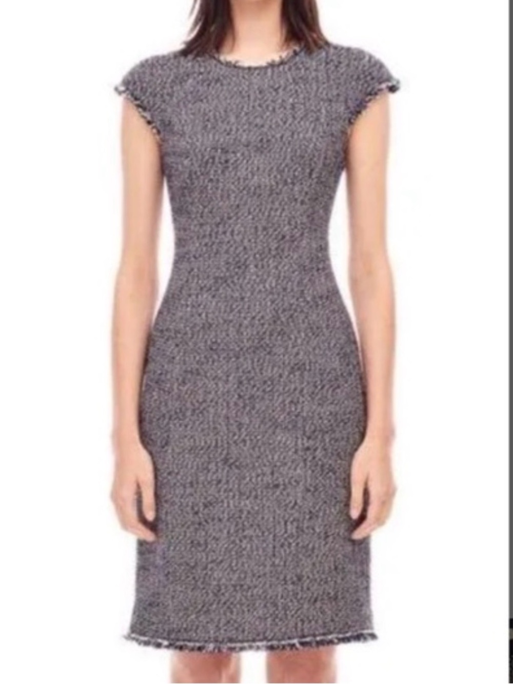 Rebecca Taylor navy, pink, cream Tweed A-Line Dress